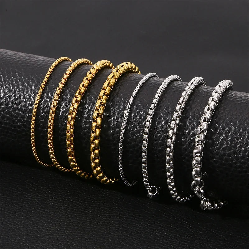 Aço inoxidável quadrado bola corrente pulseira masculino titânio aço jóias hip-hop pulseira para mulheres moda tendência acessórios gif