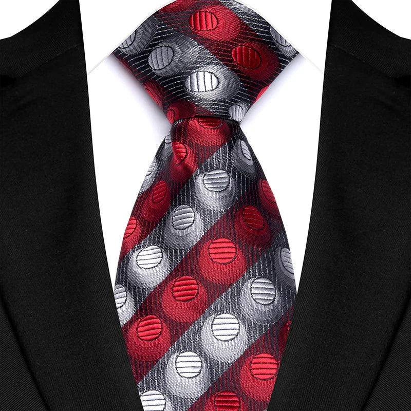 Gravata masculina luxuosa de 8cm, cor vermelha, listras sólidas, paisley, para homens, noivo, jacquard, tecido, gravata de pescoço para negócios, festa de casamento