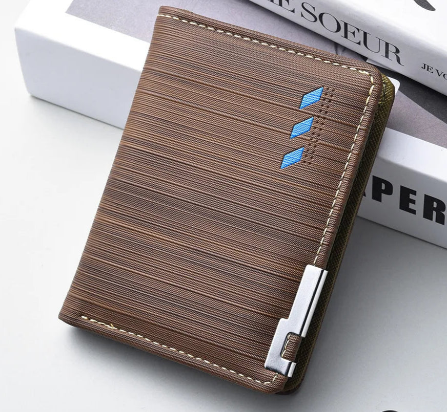 Carteira Masculina Ultracompacta de Couro PU com Grande Capacidade