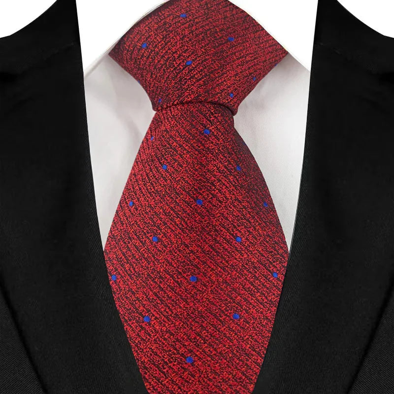 Gravata masculina luxuosa de 8cm, cor vermelha, listras sólidas, paisley, para homens, noivo, jacquard, tecido, gravata de pescoço para negócios, festa de casamento