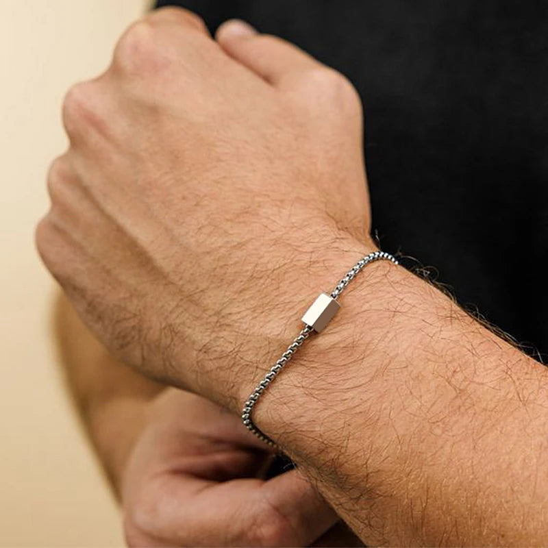 Pulseira Masculina Geométrica de Aço Inoxidável VNOX
