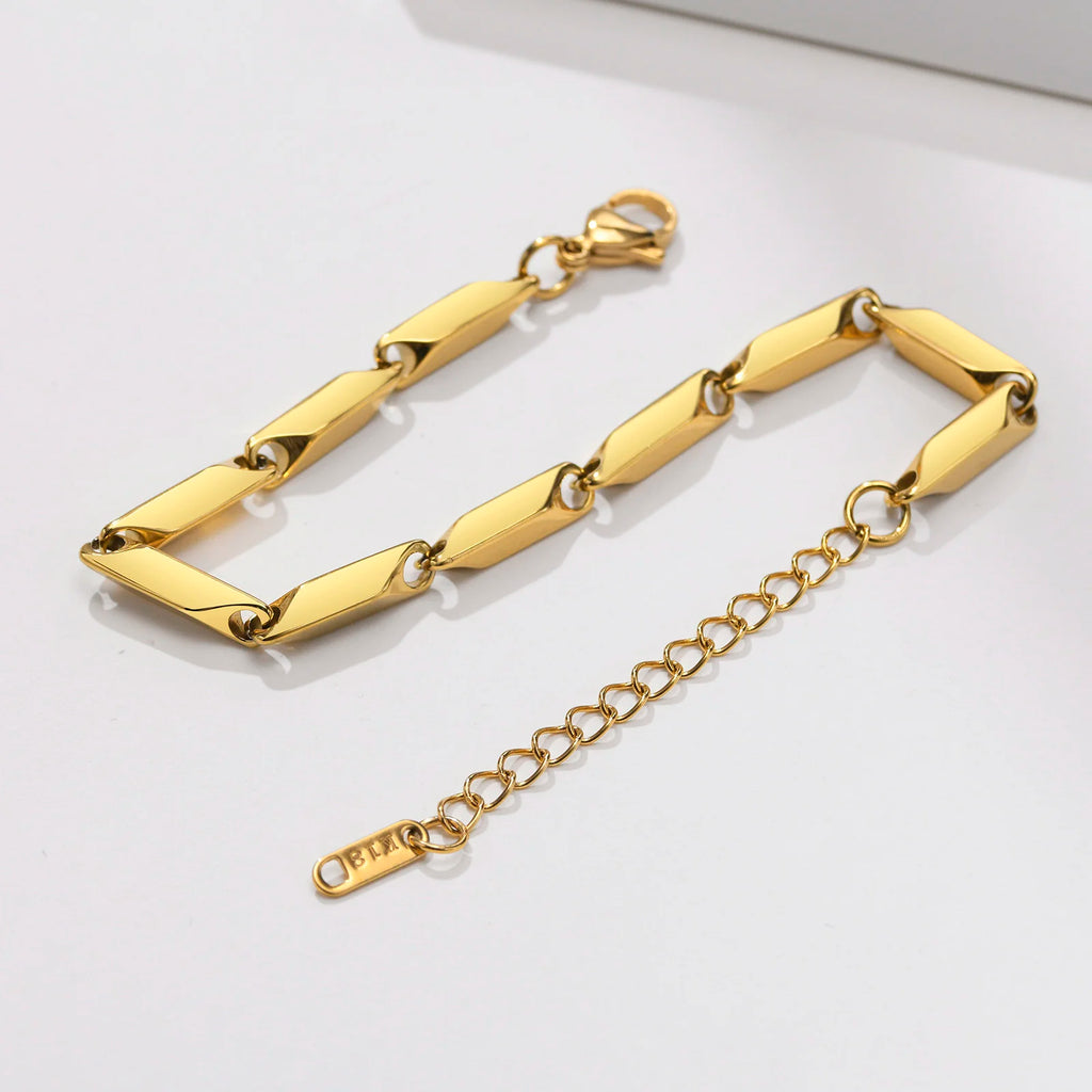 Pulseira Masculina de Aço Inoxidável Banhada a Ouro