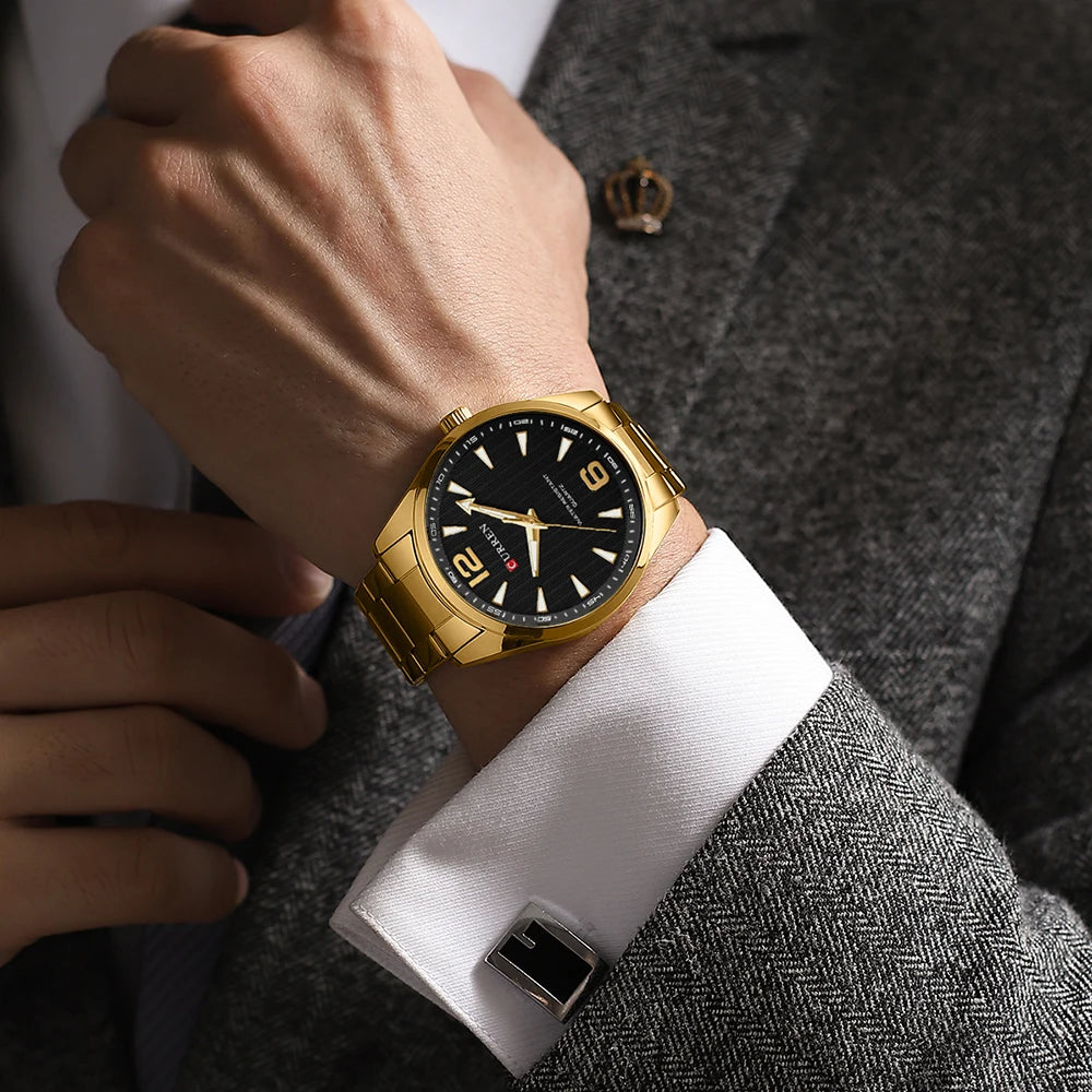 Relógio Masculino Curren com Haste Luminosa e Pulseira de Aço