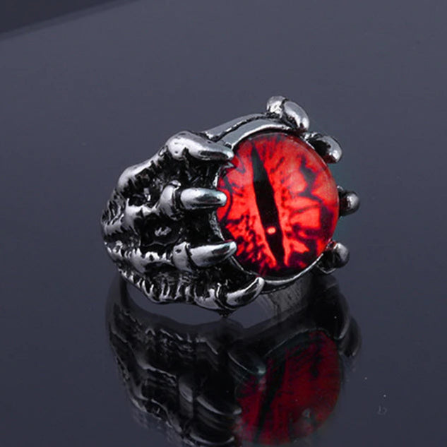Moda criativa mal dragão olho anéis para personalidade masculino punk cores anel jóias masculino bar night club acessórios presentes