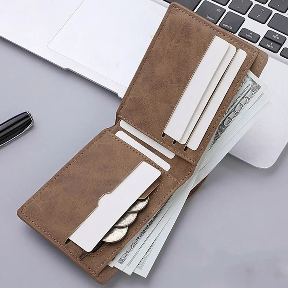 Carteira Masculina Elegante em Couro PU com Grande Capacidade