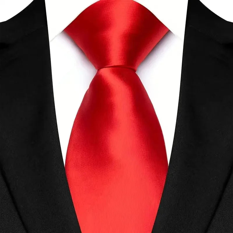 Gravata masculina luxuosa de 8cm, cor vermelha, listras sólidas, paisley, para homens, noivo, jacquard, tecido, gravata de pescoço para negócios, festa de casamento