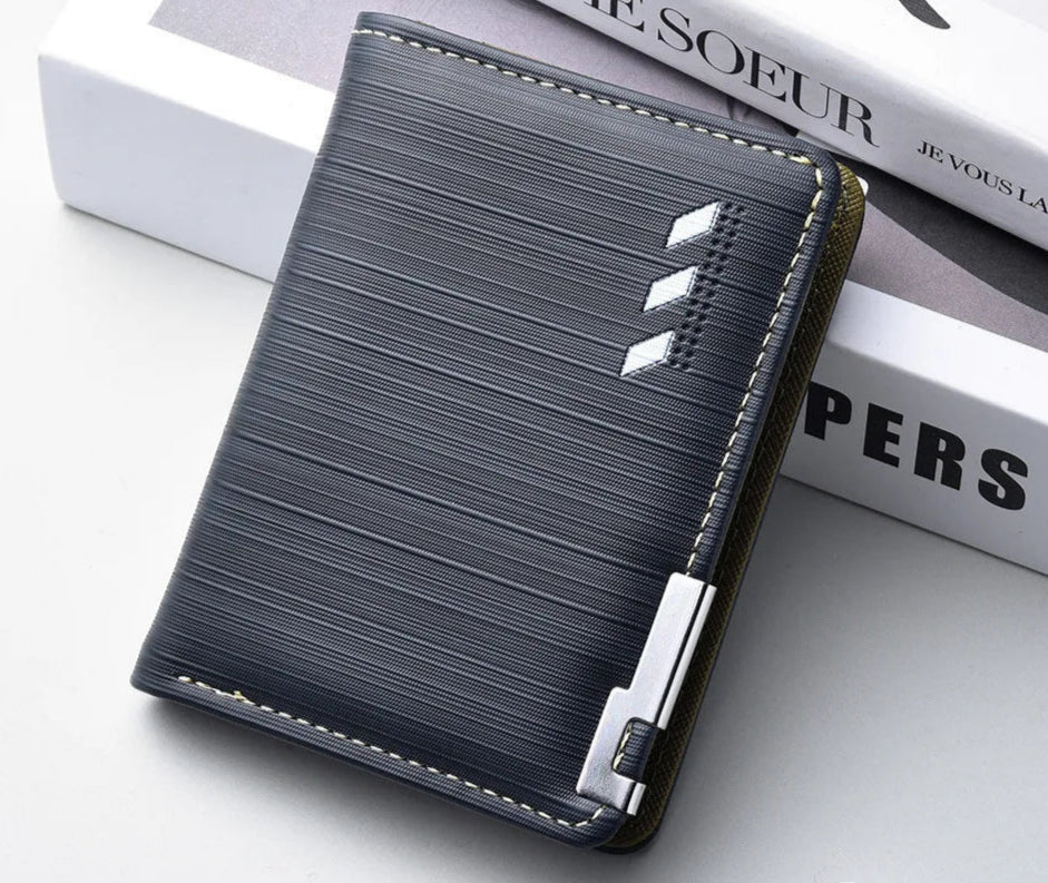 Carteira Masculina Ultracompacta de Couro PU com Grande Capacidade