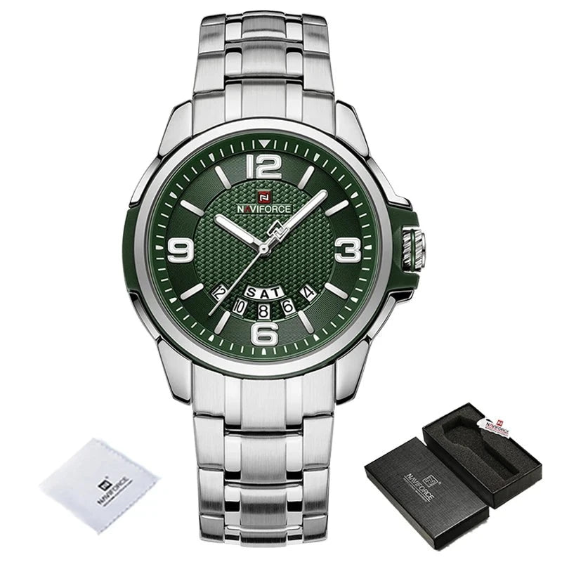 Relógio de Quartzo Masculino Verde-Melanio