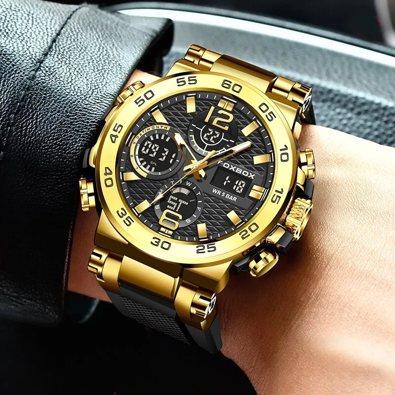 Relógio de Luxo FOXBOX Impermeável Cronógrafo Masculino