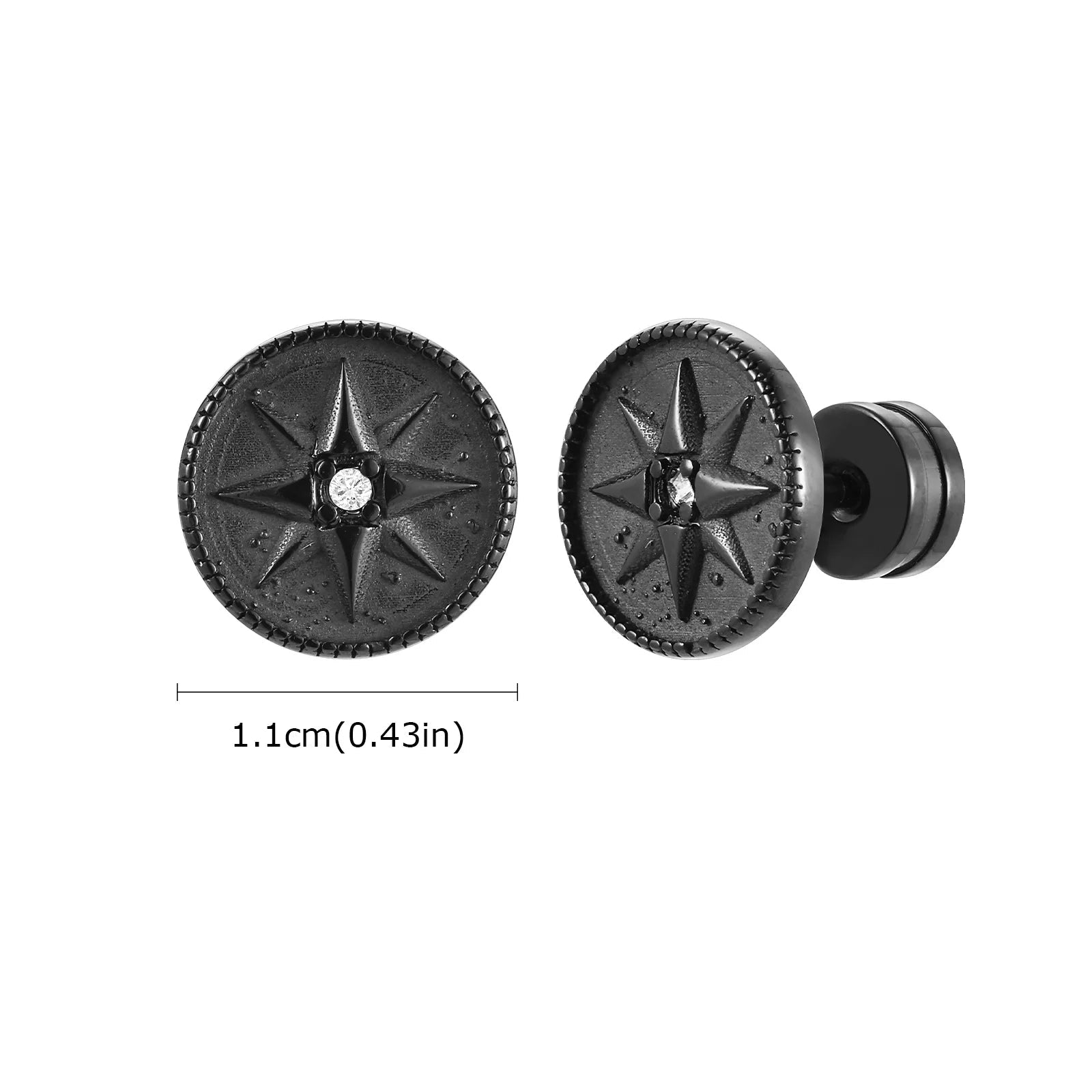 Brincos Masculinos Estrela de Bússola em Aço Inoxidável