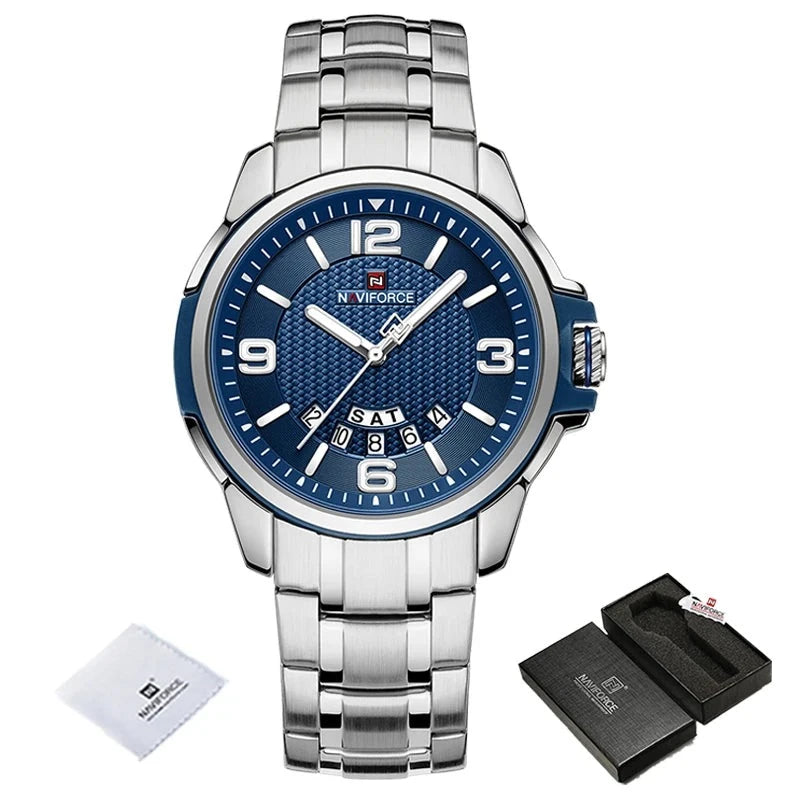 Relógio de Quartzo Masculino Azul-Melanio