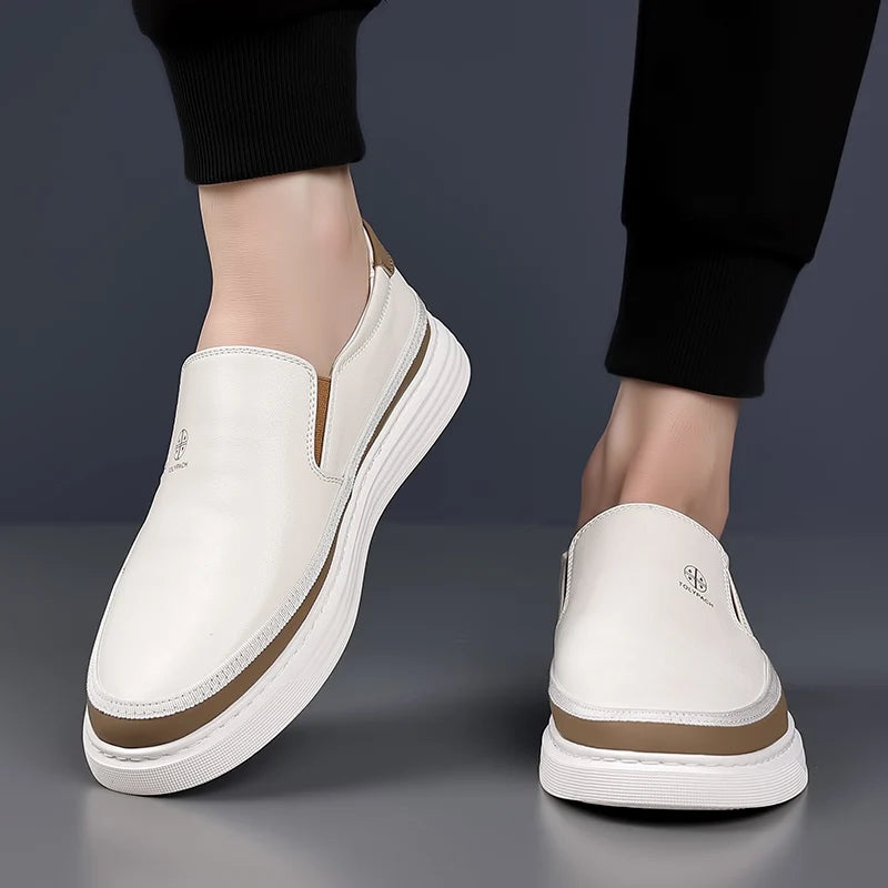 Mocassins Masculinos de Couro Respiráveis e Confortáveis
