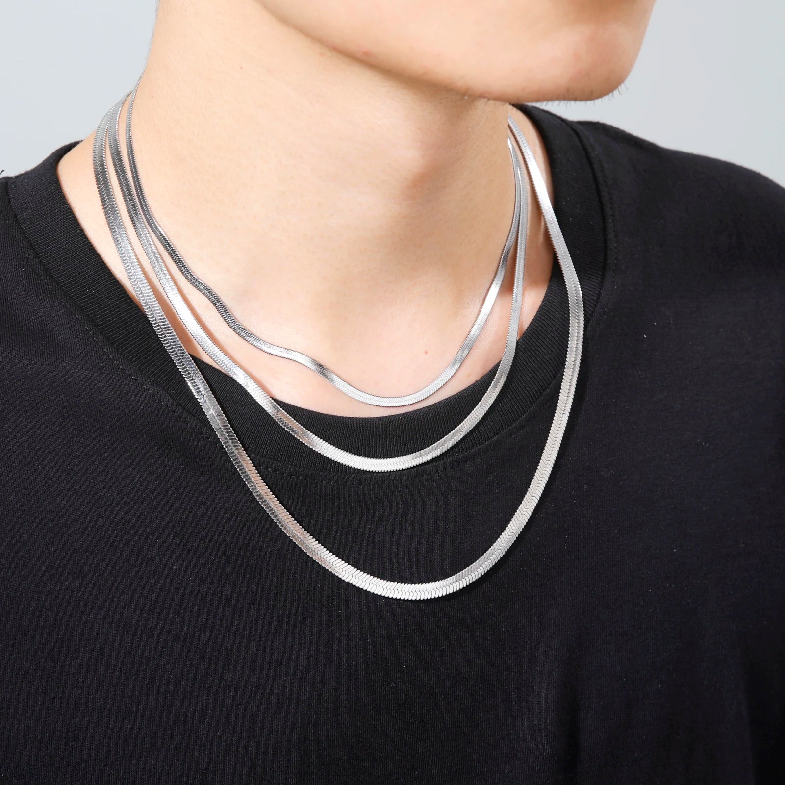 Corrente Cobra Hip Hop Masculina - Aço Inoxidável Prata