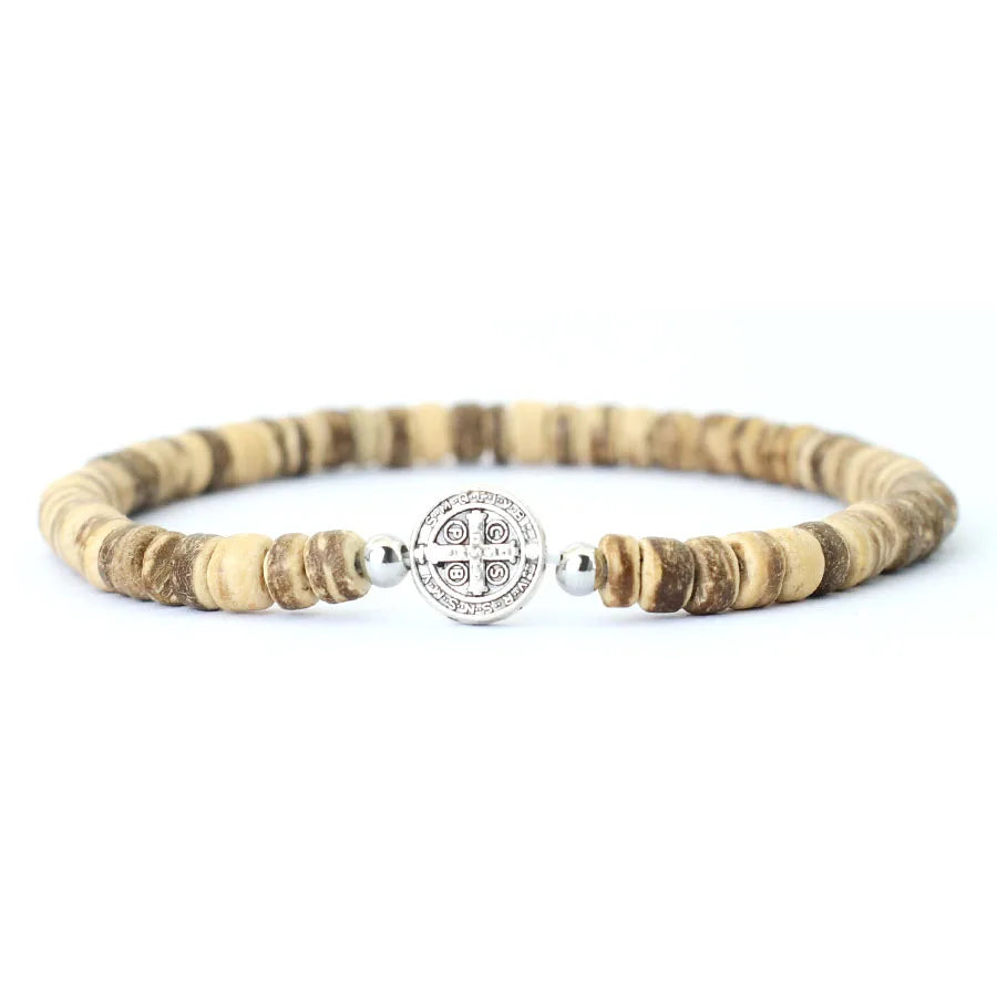 Pulseira Masculina Minimalista de Pedra Ônix e Madeira