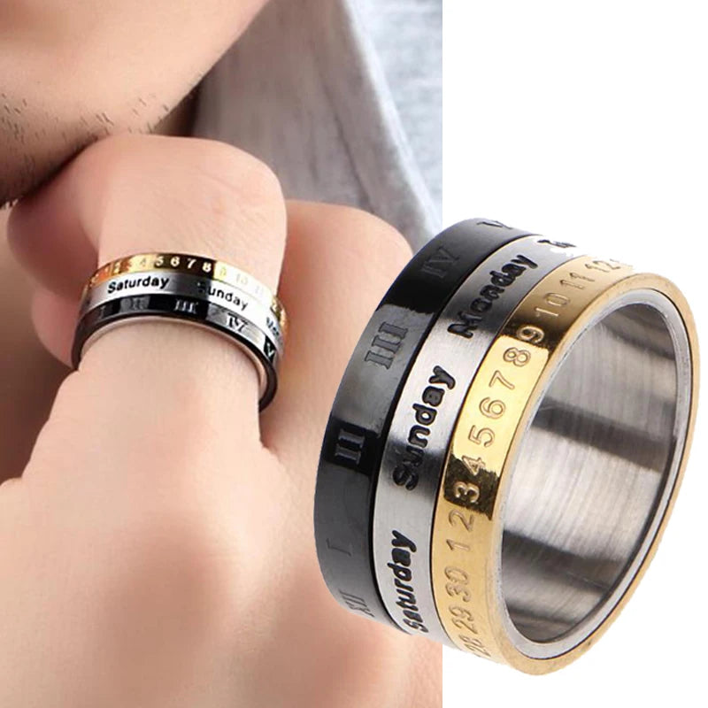 Anel Masculino Spinner Punk em Aço de Titânio