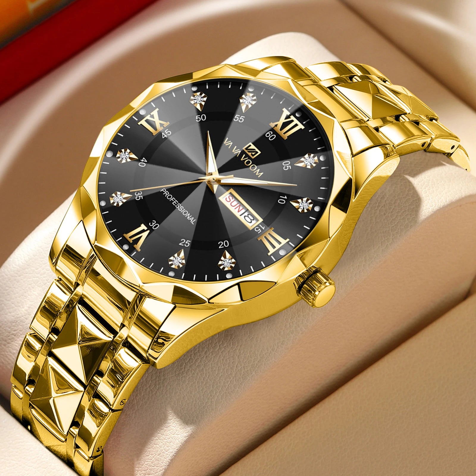 Relógio Masculino Luxo Aço Inoxidável 41mm - Azul/Dourado