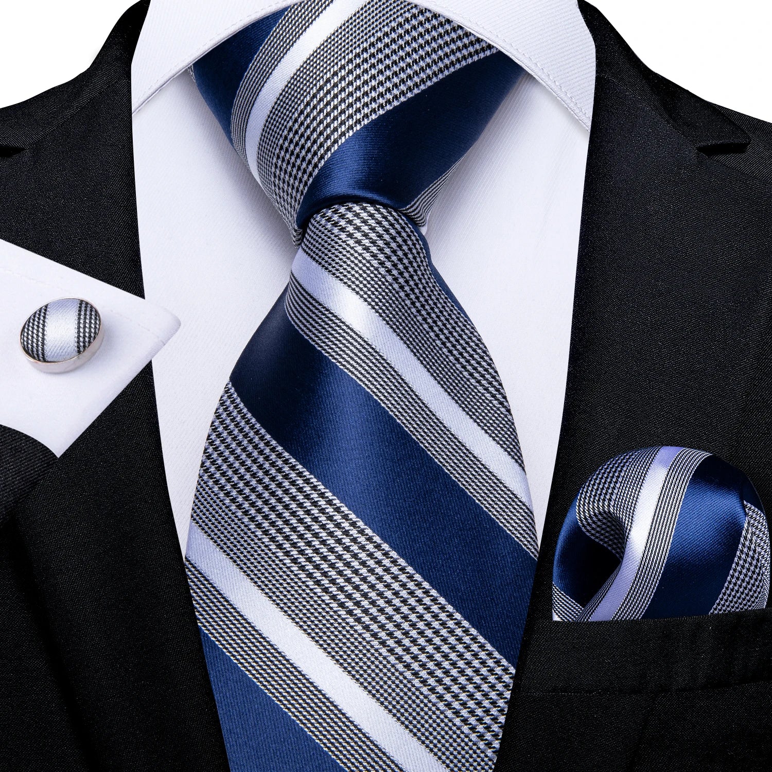 Gravata Luxuosa Azul Listrada