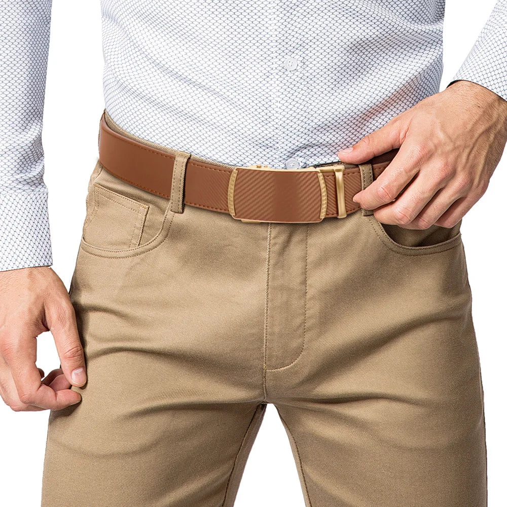 Cinto Masculino de Couro com Fivela Automática - Elegância e Praticidade