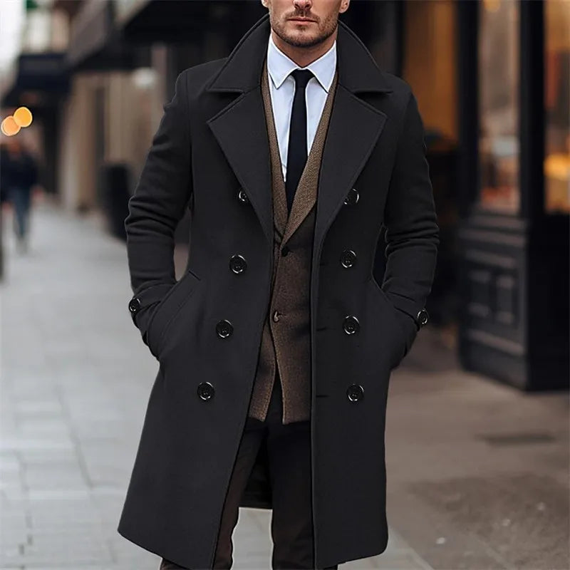 Casaco Masculino Duplo Breasted de Lã - Elegância e Estilo