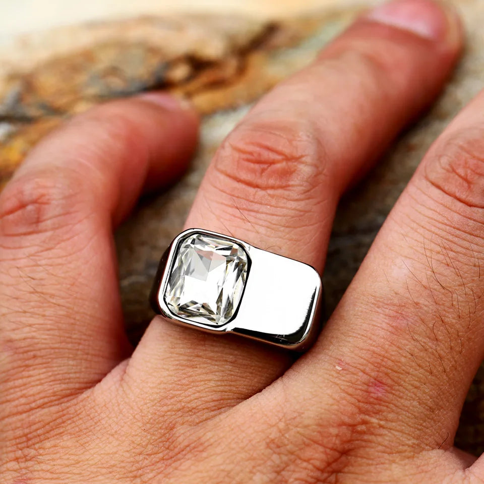 Beier 2024 novo design exclusivo 316l aço inoxidável branco preto ônix pedra anel preto ônix masculino anel simples moda jóias presente