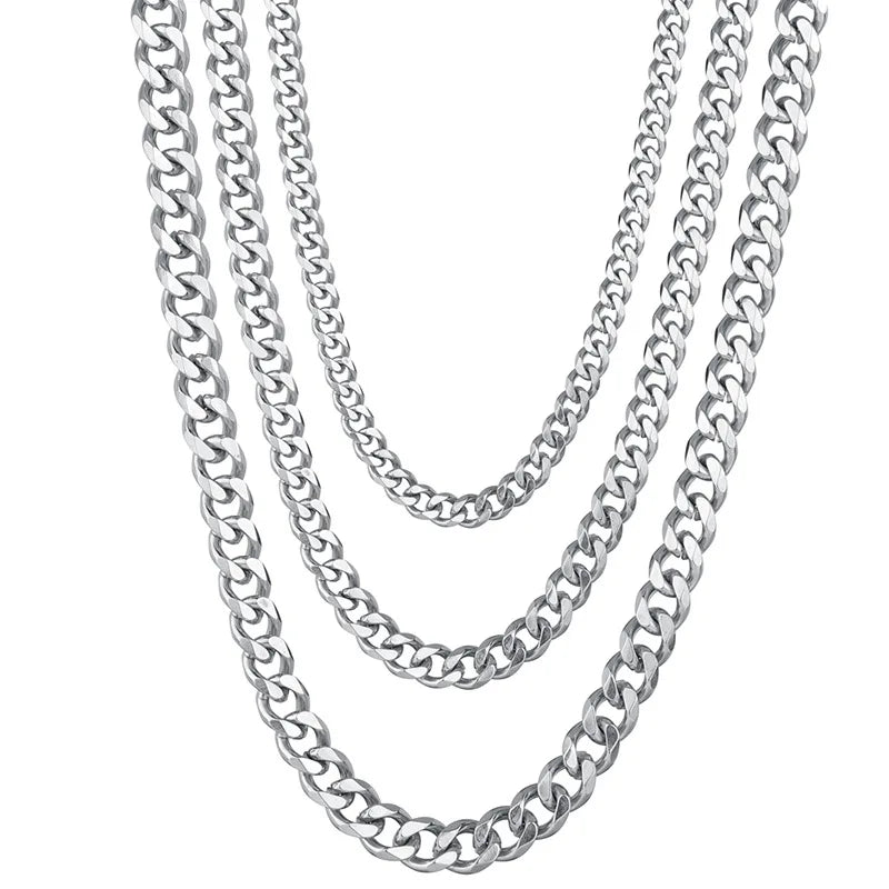Corrente de ligação cubana de 3mm5mm7mm, colar de aço inoxidável à prova d'água 18 k banhado a ouro punk masculino feminino joias acessórios diy USENSET