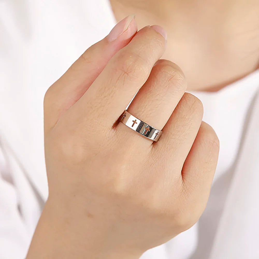 Skyrim oco cruz anel masculino feminino sobrenatural jesus aço inoxidável noivado casal anéis 2025 jóias presentes de aniversário