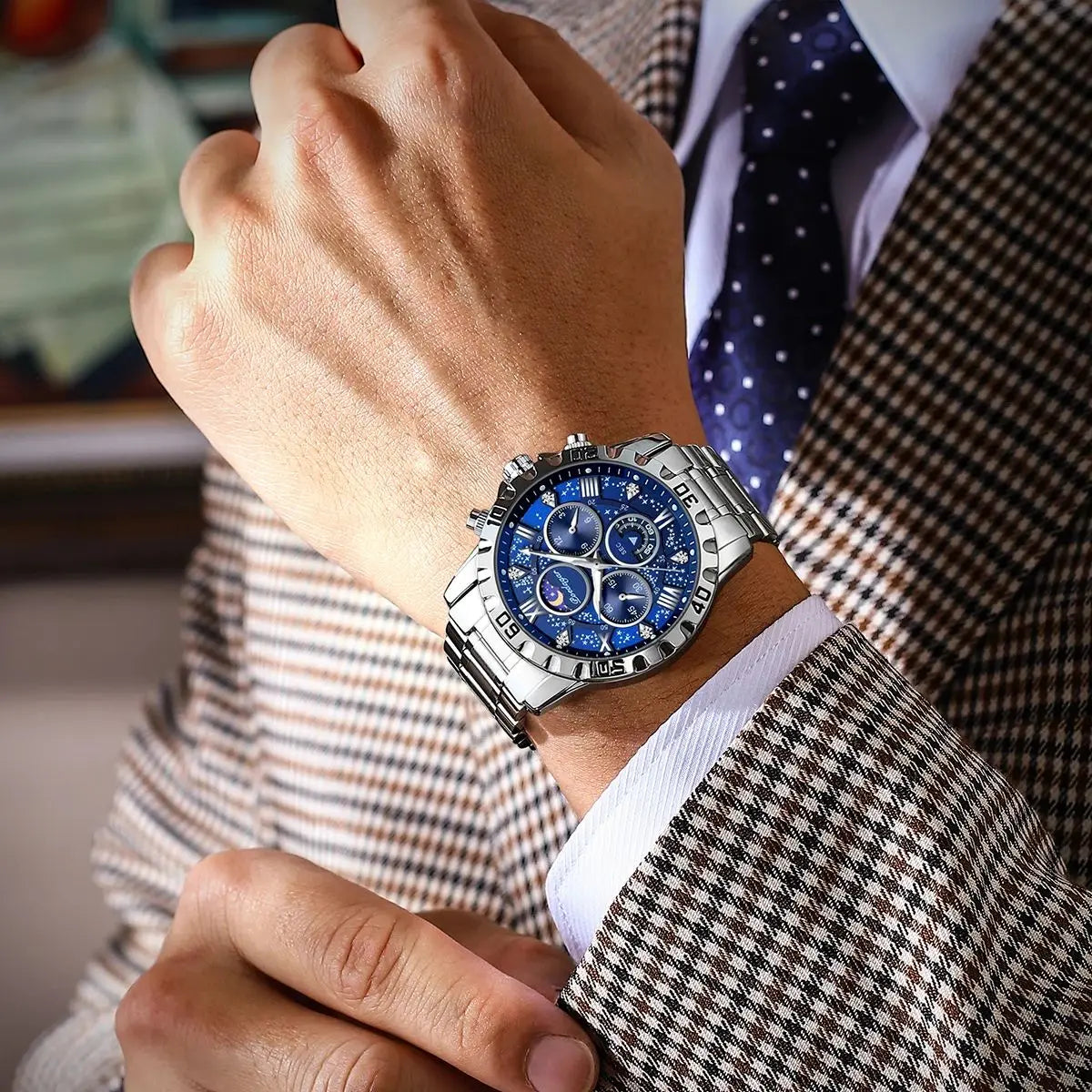 Relógio Masculino de Luxo POEDAGAR - Aço Inoxidável