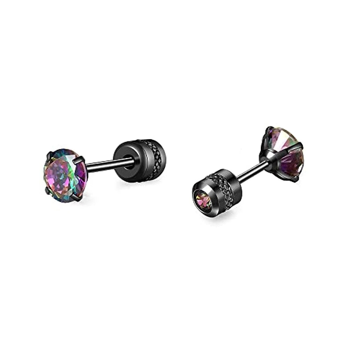 Brincos Masculinos de Aço Inoxidável com Zircão - Conjunto Hipoalergênico