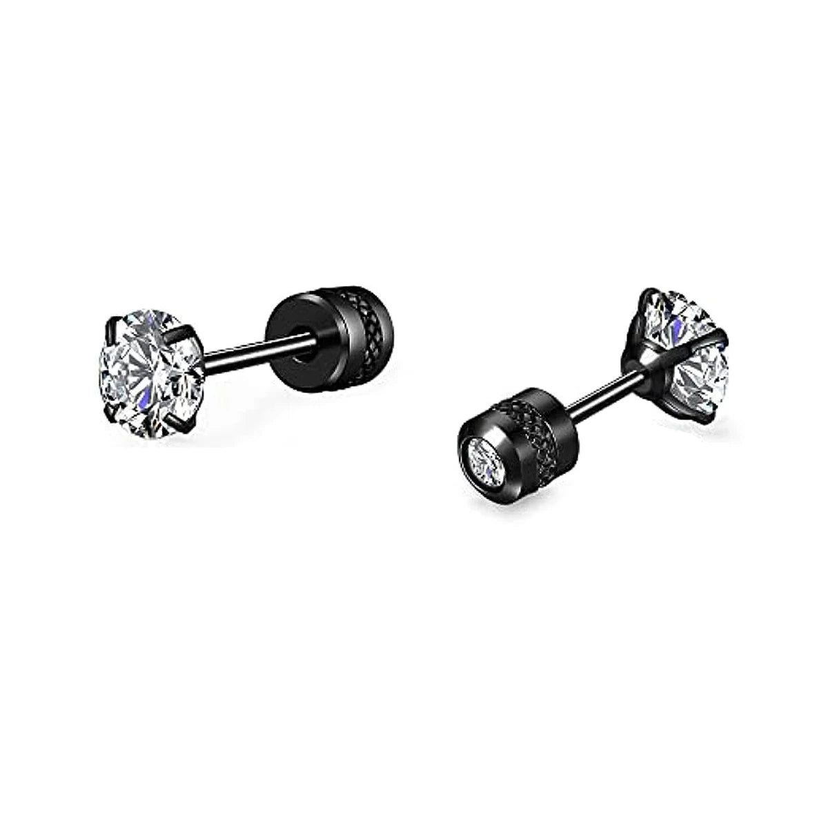 Brincos Masculinos de Aço Inoxidável com Zircão - Conjunto Hipoalergênico
