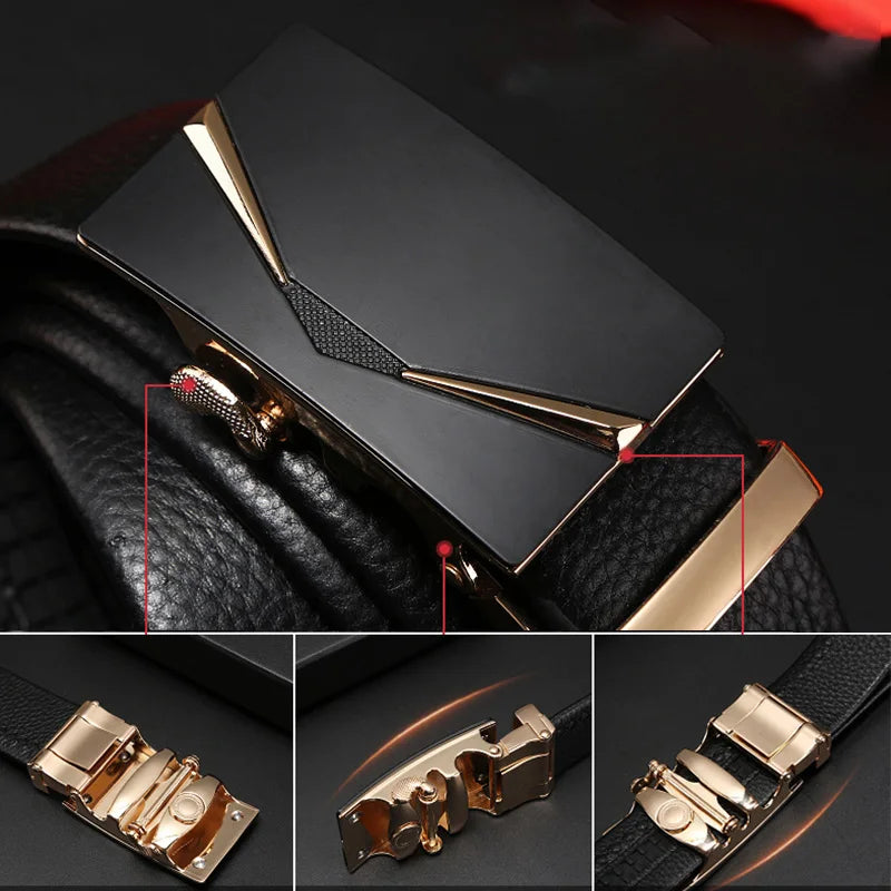 Cinto Automático de Couro Masculino com Design Moderno