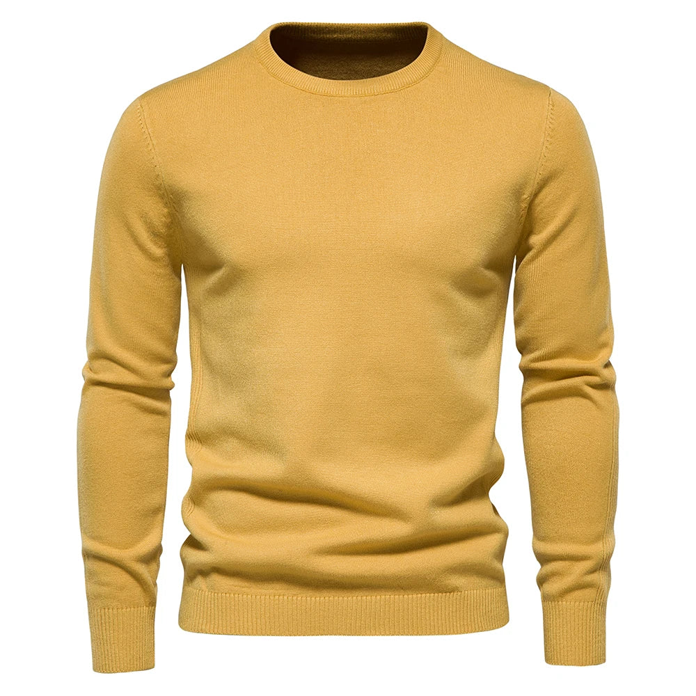 Pulôver Masculino de Inverno  Cor Sólida Manga Longa