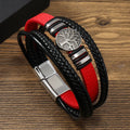 Preto árvore vermelha masculino design exclusivo novo punk vintage manguito masculino pulseiras de couro pulseiras para mulheres acessórios de jóias