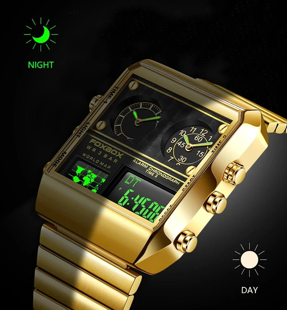 Relógio Masculino Quadrado Ouro - Melanio