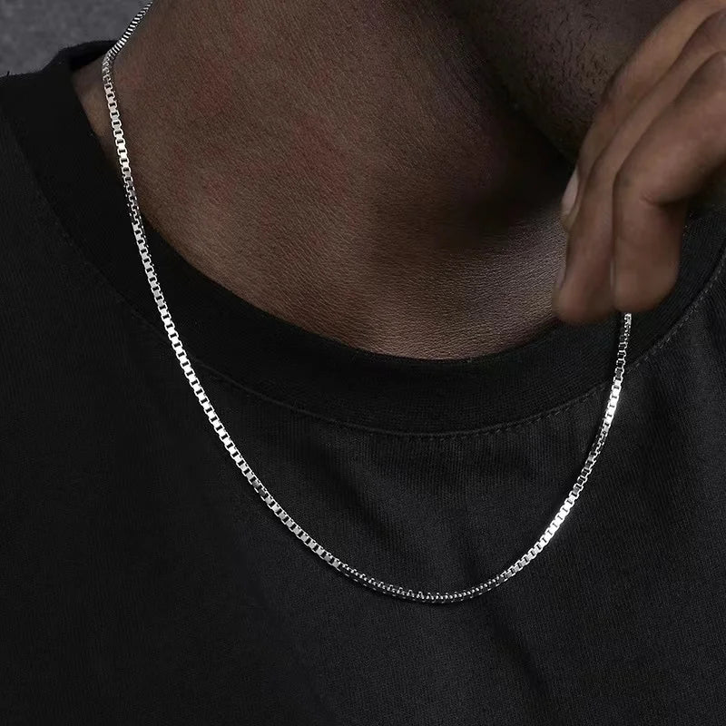 2mm masculino hip hop aço inoxidável corrente básica colar caixa simples corrente street wear jóias acessórios de moda feminina