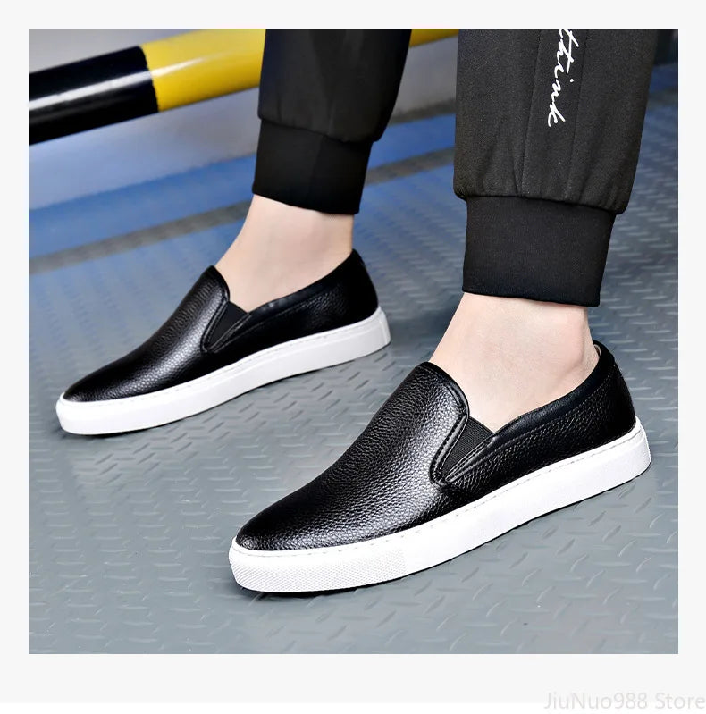 Mocassins Masculinos de Couro Genuíno Slip-On Elegantes