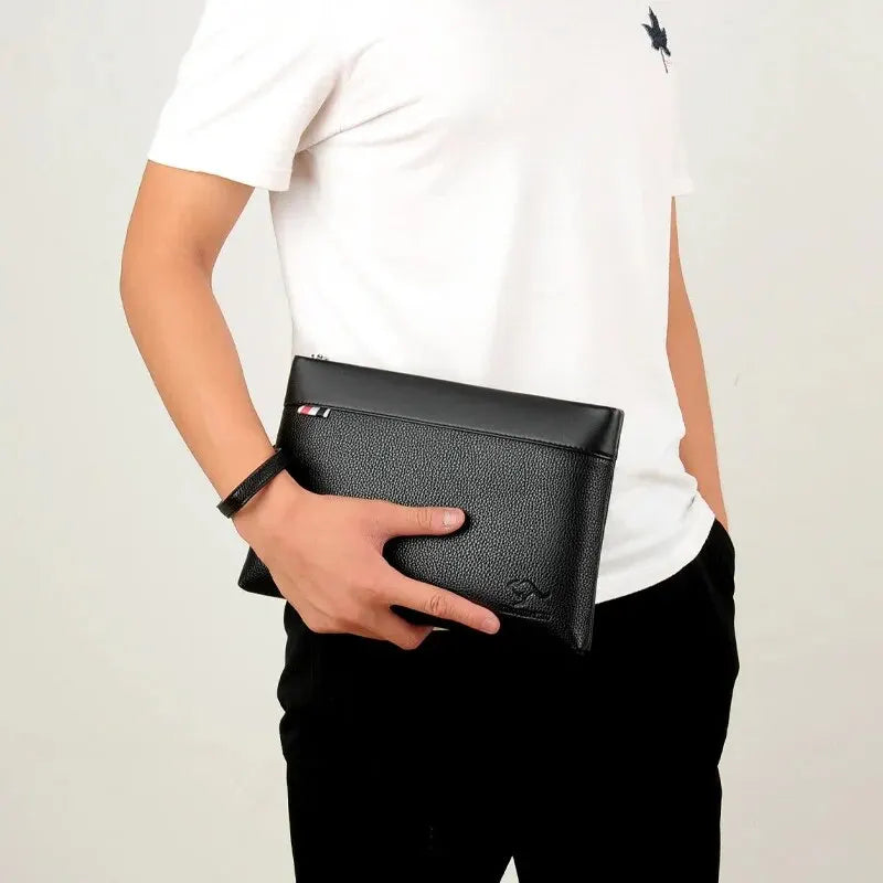 Carteira de Couro Masculina de Luxo com Grande Capacidade