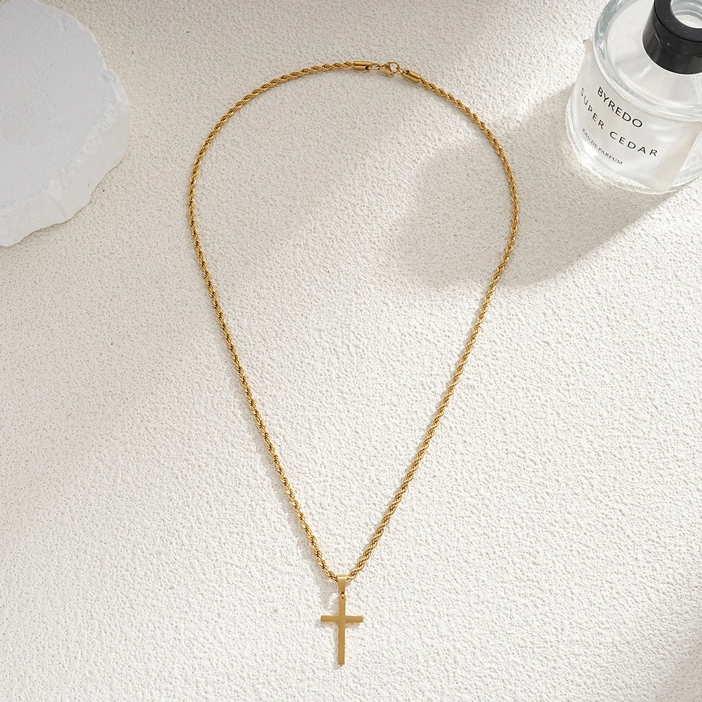 Novo aço inoxidável cruz pingente colar para homens mulheres minimalista cor de ouro jóias masculino feminino colares gargantilhas presentes 2024