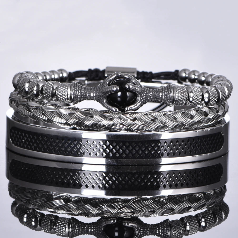 Pulseira Masculina Bracelete em Aço Inoxidável-Loja Melanio