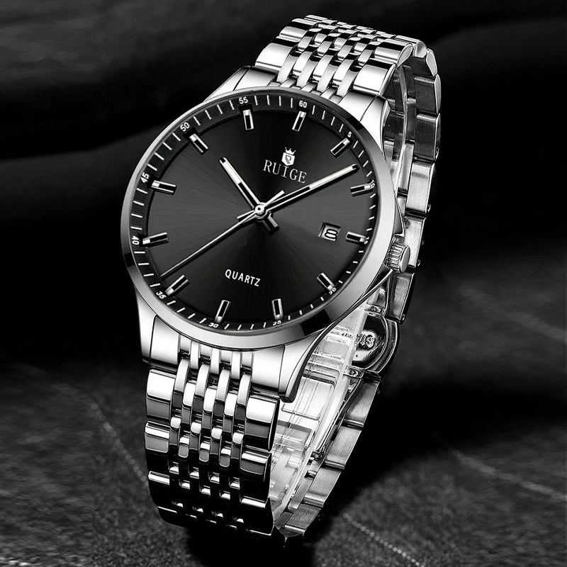 Relógio Masculino Ruige Quartzo Aço Inoxidável Elegante