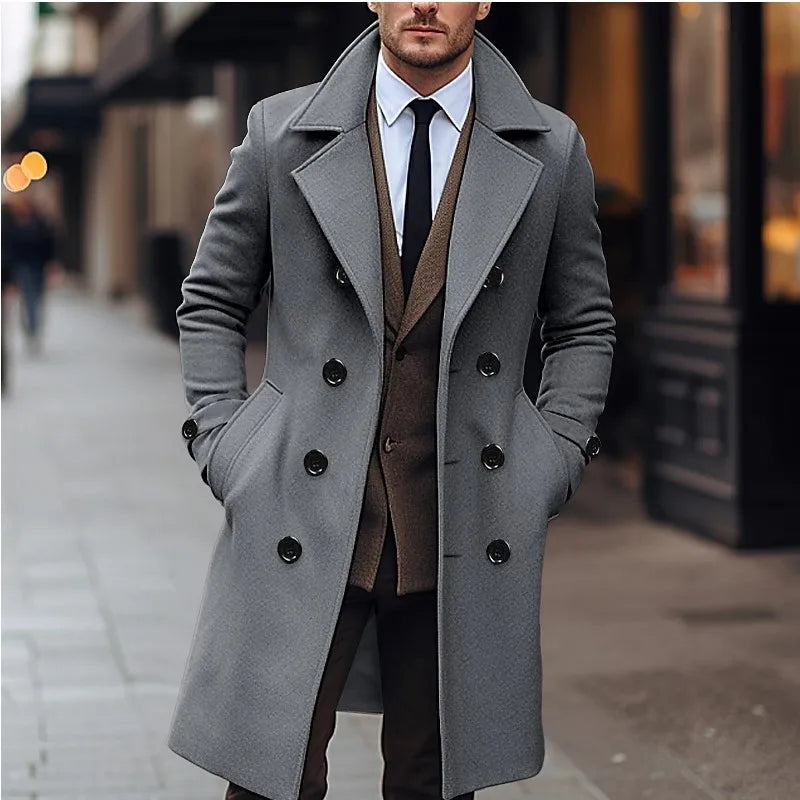 Casaco Masculino Duplo Breasted de Lã - Elegância e Estilo