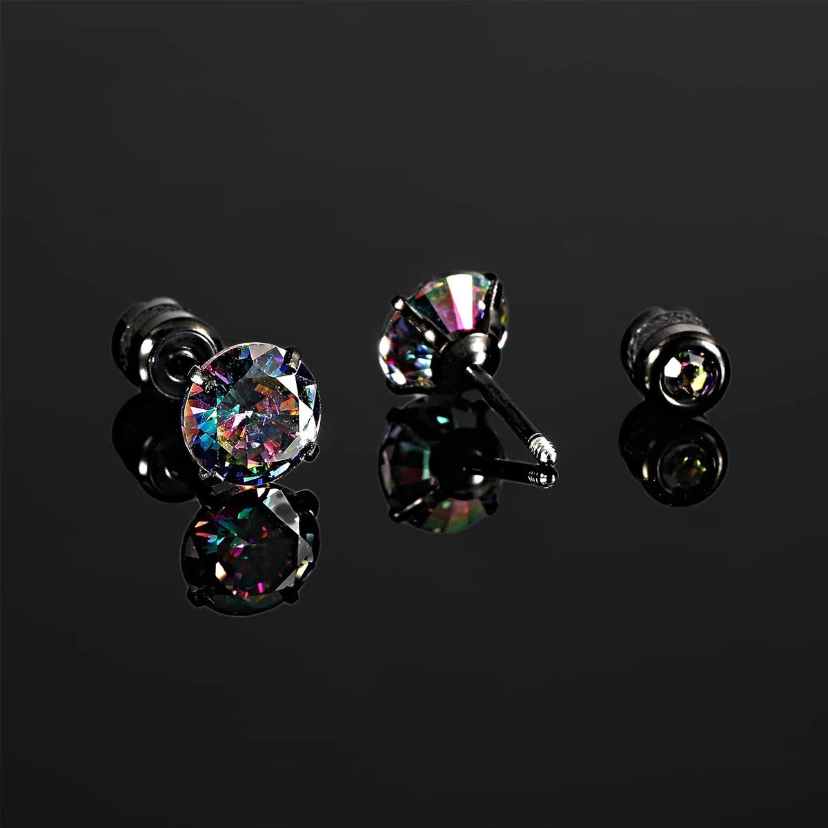 Brincos Masculinos de Aço Inoxidável com Zircão - Conjunto Hipoalergênico