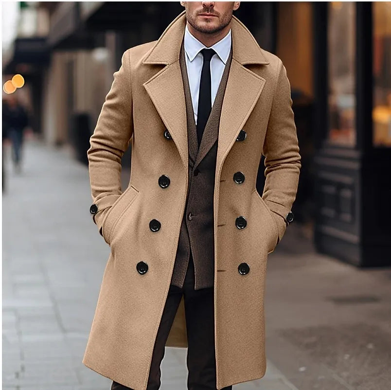 Casaco Masculino Duplo Breasted de Lã - Elegância e Estilo