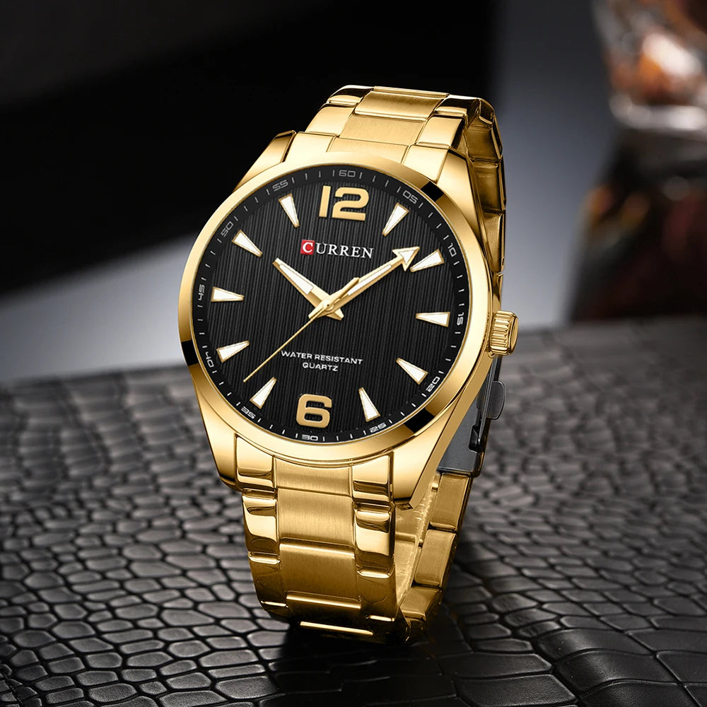 Relógio Masculino Curren com Haste Luminosa e Pulseira de Aço