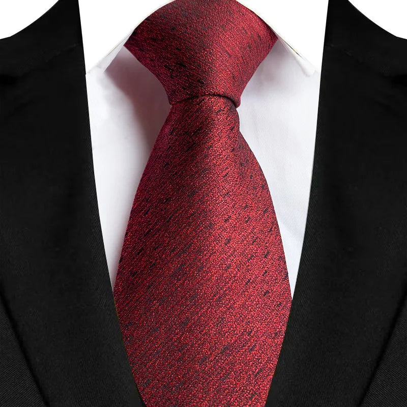 Gravata masculina luxuosa de 8cm, cor vermelha, listras sólidas, paisley, para homens, noivo, jacquard, tecido, gravata de pescoço para negócios, festa de casamento