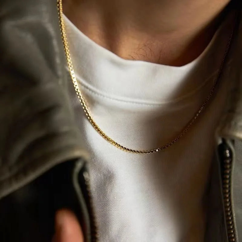 Colar Masculino Hip Hop Aço Inoxidável 1.2mm Prata