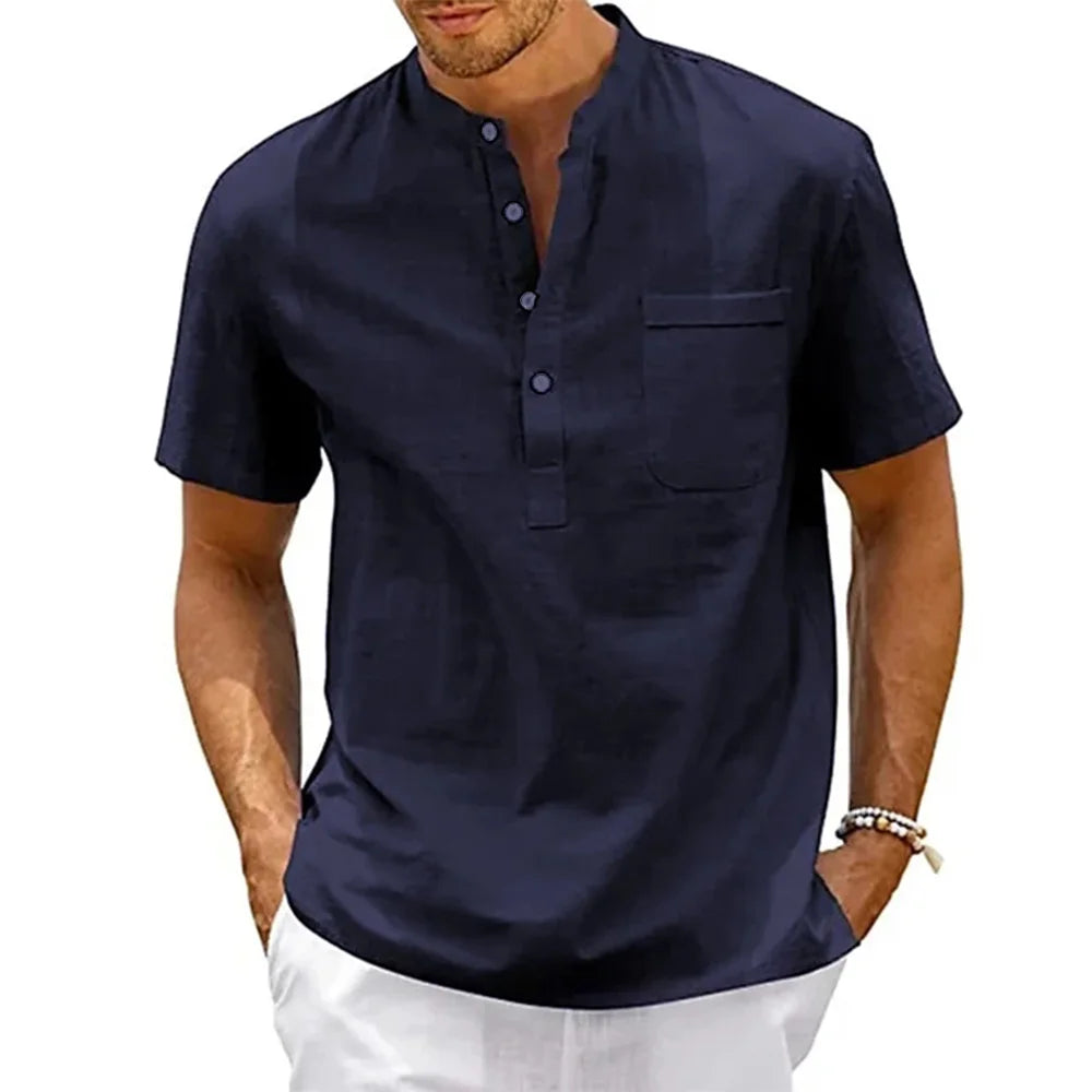 Camisa Henley Masculina Casual