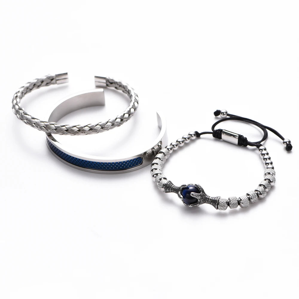Pulseira Masculina Bracelete em Aço Inoxidável-Loja Melanio
