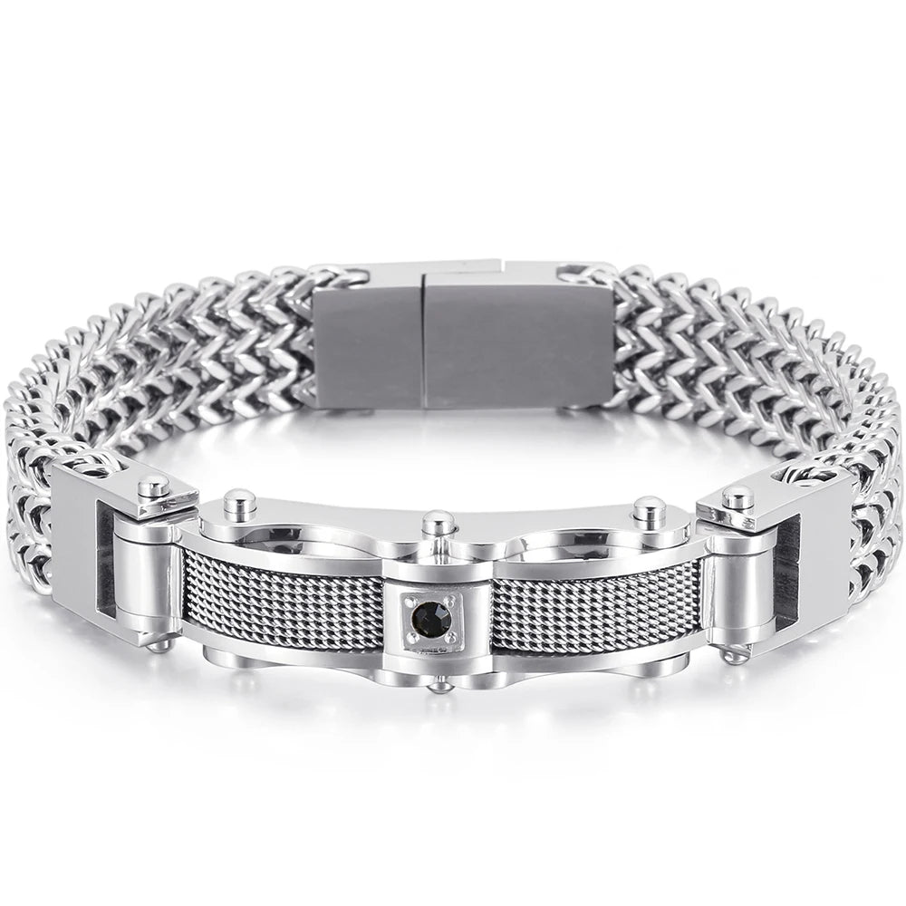 Pulseira Luxuosa de Aço Inoxidável Dourada 12mm