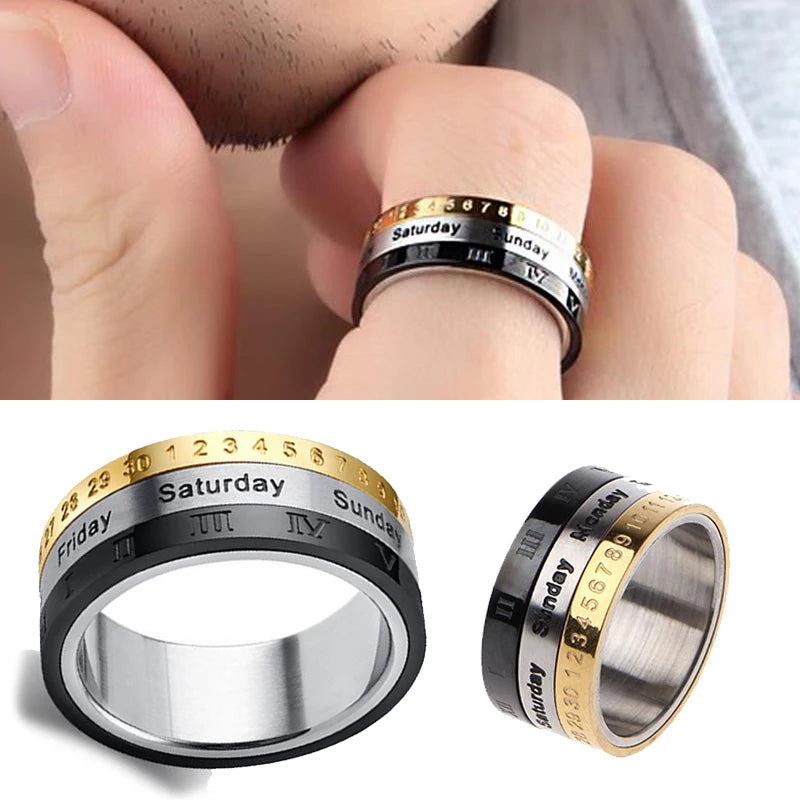 Anel Masculino Spinner Punk em Aço de Titânio