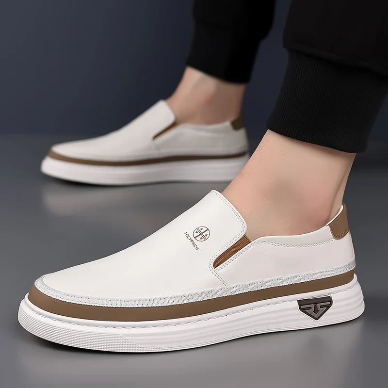 Mocassins Masculinos de Couro Respiráveis e Confortáveis